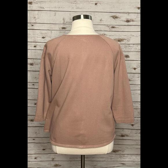 LOFT mauve cotton lace overlay fleece top Size XL - Picture 4 of 5